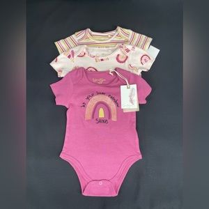 NWT 6-9MO Jessica Simpson Onesies Set of 3 in Shades of Pink & Gold